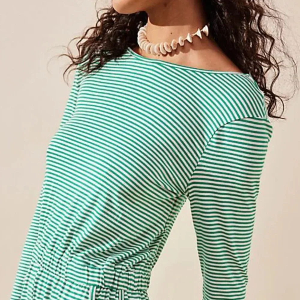 Free People Mint Green & White Striped Jumpsuit